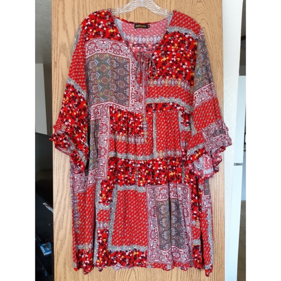 Reborn Dresses & Skirts - EUC | Reborn Red Floral Patchwork Dress